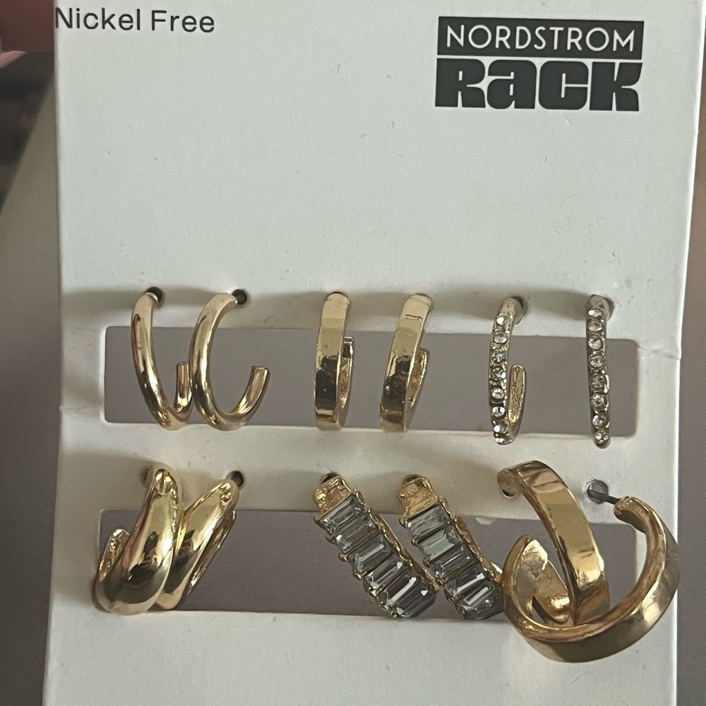 Nordstrom Rack Gold and Silver Hoop Earring Set of 6 pairs lot